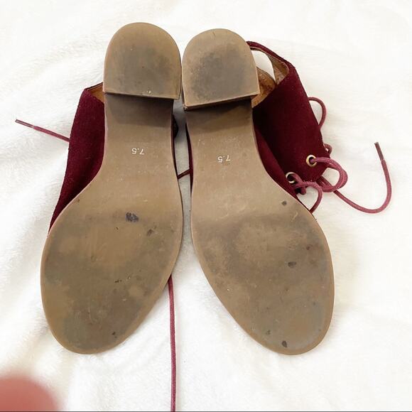 Jeffrey Campbell x Free People red burgundy minimal lace up heel size 7.5 suede - Picture 6 of 12